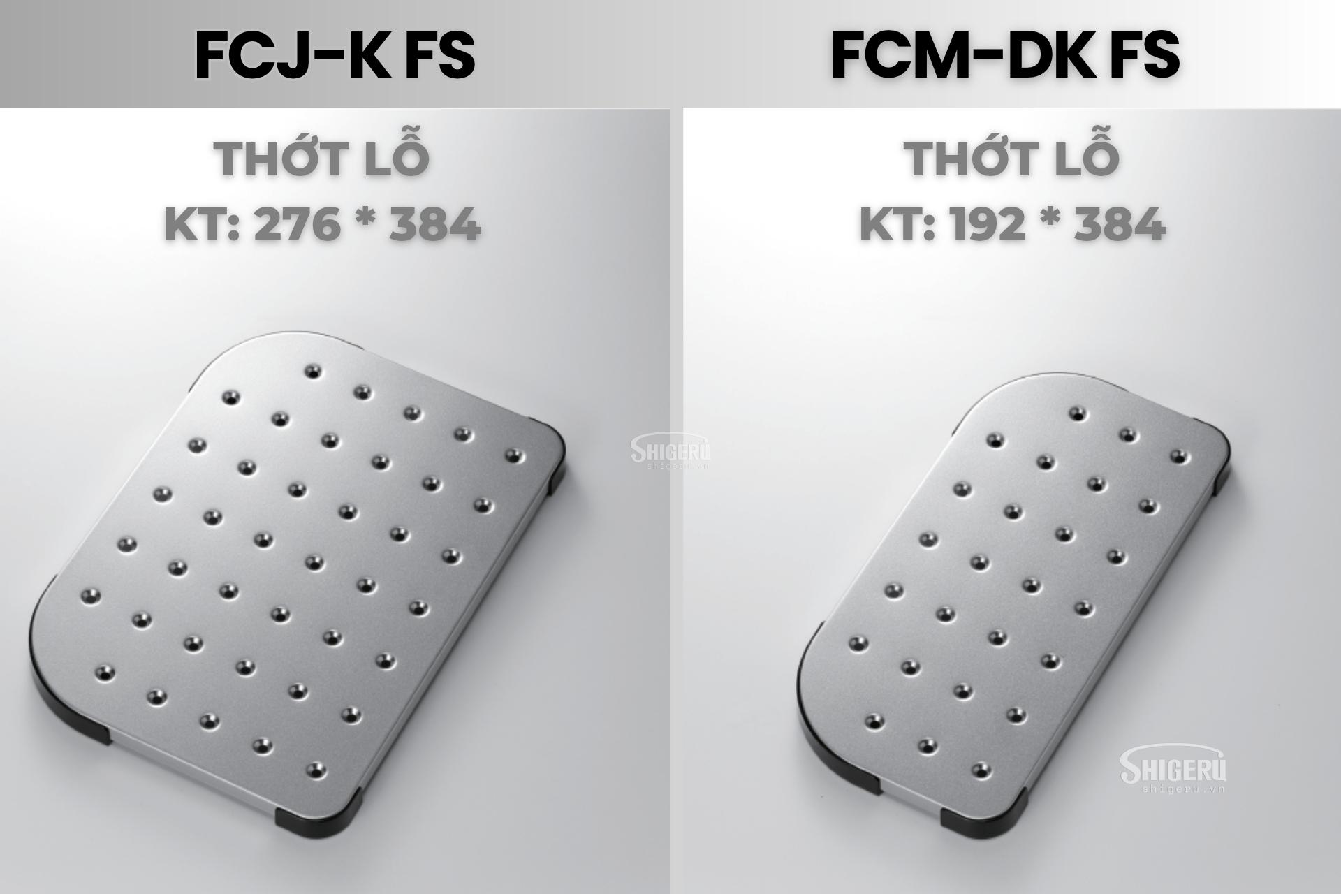 Kích thước thớt lỗ inox dành cho chậu FCJ và Chậu FCM